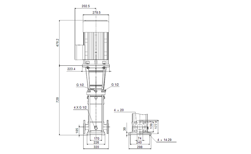Grundfos 92877137 - CRN 32-2-2 B-G-H-K-PQQK | Vertical | Multistage | Centrifugal