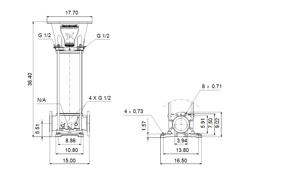 Grundfos 99505217 - CRN 95-3-1 A-G-A-E-HQQE | Multistage | Centrifugal | Vertical | Inline