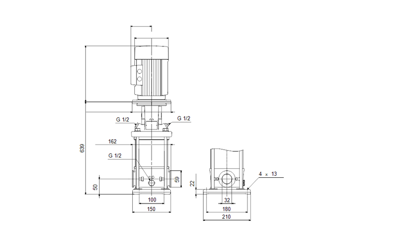 Grundfos 98806689 - CRI 1-23 A-CA-A-E-HUBE | Multistage | Centrifugal | Vertical | Inline