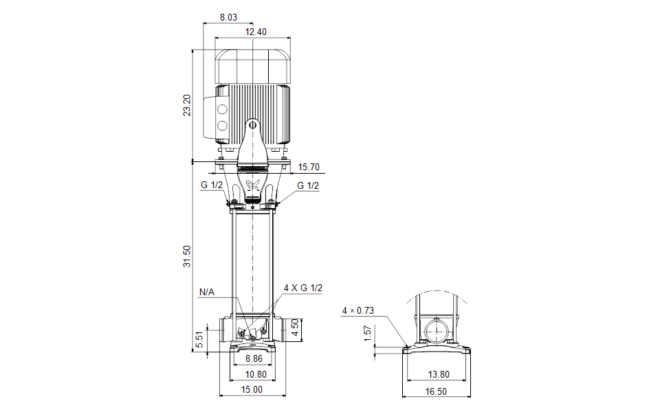 Grundfos 99145093 - CRN 95-2-2 A-P-A-E-HQQE | Multistage | Centrifugal | Vertical | Inline