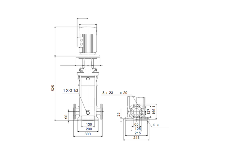 Grundfos 99267288 - CRI 15-2 A-FGJ-A-E-OQQE | Multistage | Centrifugal | Vertical | Inline